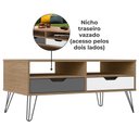 Ver imagem 7 de Conjunto Sala Estar Rack Tv 60 Pol Carvalho Branco Grafite Prata Arly Carvalho Branco