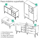 Ver mais imagens de Conjunto Sala Estar Rack Tv 60 Pol Carvalho Branco Grafite Prata Arly Carvalho Branco