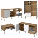 Ver imagem 2 de Conjunto Sala Estar Rack Tv 60 Pol Carvalho Branco Grafite Prata Arly Carvalho Branco