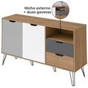 Ver imagem 6 de Conjunto Sala Estar Rack Tv 60 Pol Carvalho Branco Grafite Prata Arly Carvalho Branco