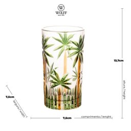 Conjunto de 6 Copos Alto de Cristal Wolff Palm Tree Handpaint 330ml Mesa Posta - 2
