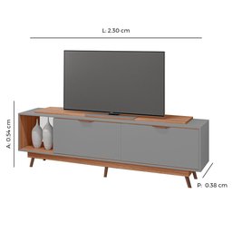 Rack Tuboarte Poliana 100% em MDF 2 portas e pés retrô - 2
