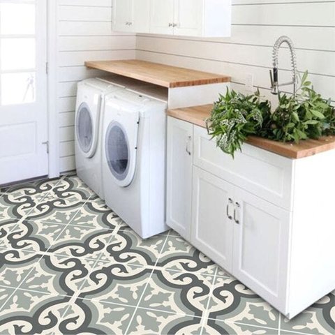 Adesivo Piso Ladrilho Cinza Antiderrapantelavável