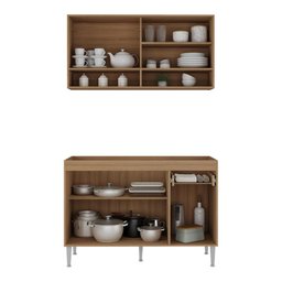 Cozinha Compacta 120cm com Armário e Balcão para Pia Paris Multimóveis Mp2231 Rustic/branco - 3