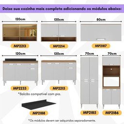 Cozinha Compacta 120cm com Armário e Balcão para Pia Paris Multimóveis Mp2231 Rustic/branco - 5