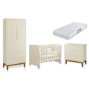 Ver imagem 2 de Quarto de Bebê Berço Evolution + Guarda Roupa Classic + Cômoda 3 Gavetas Classic Areia com Colchão
