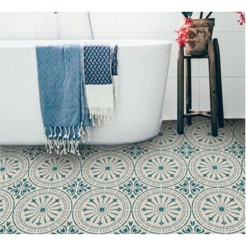 Adesivo para Piso Ladrilho Portugues Verde Lavavel Antiderrapante