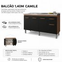 Ver imagem 2 de Balcão Cozinha Armário Gabiente Pia de 140cm Camile com 4 Portas e 1 Gavetas sem Tampo - Savana/Pret