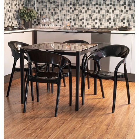 Kit 04 Cadeiras de Jantar Glass Plus Kappesberg Uz4004 Preta