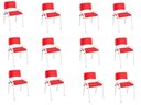 Ver imagem 1 de Kit 12 Cadeiras Infantil Iso, Escola, Base Branca- Vermelho