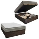 Ver imagem 1 de Cama Box Baú Casal Suede + Colchão Sereneprime Molas Ensacadas 138x188x69 Marrom
