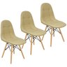 Kit 3 Cadeiras Charles Eames Botonê Eiffel Estofada Bege - 1