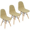 Ver imagem 1 de Kit 3 Cadeiras Charles Eames Botonê Eiffel Estofada Bege