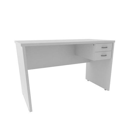 Mesa de Escritório Treviso 1,25x0,60 com 2 Gavetas Branco
