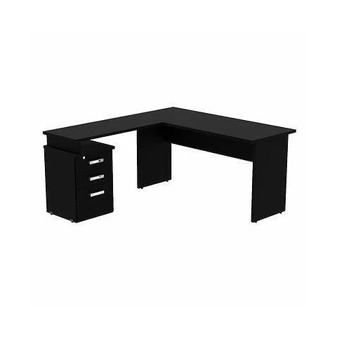 Mesa em L Treviso 1,65 X 1,70 com 3 Gavetas Preto