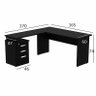 Mesa em L Treviso 1,65 X 1,70 com 3 Gavetas Preto - 2