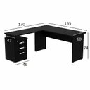 Ver imagem 2 de Mesa em L Treviso 1,65 X 1,70 com 3 Gavetas Preto
