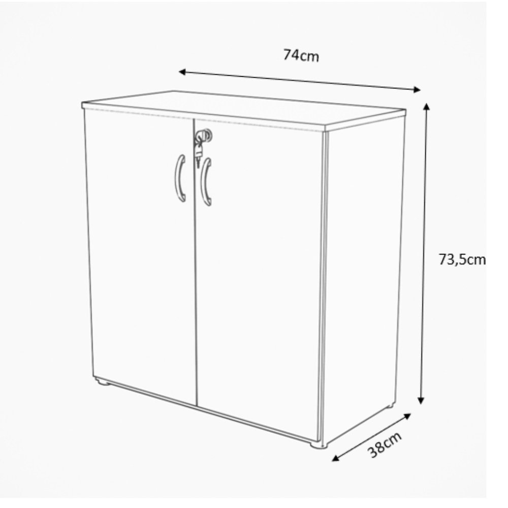 Armário Escritório Balcão Baixo com 2 Portas Slim Branco - 5