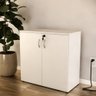 Armário Escritório Balcão Baixo com 2 Portas Slim Branco - 3