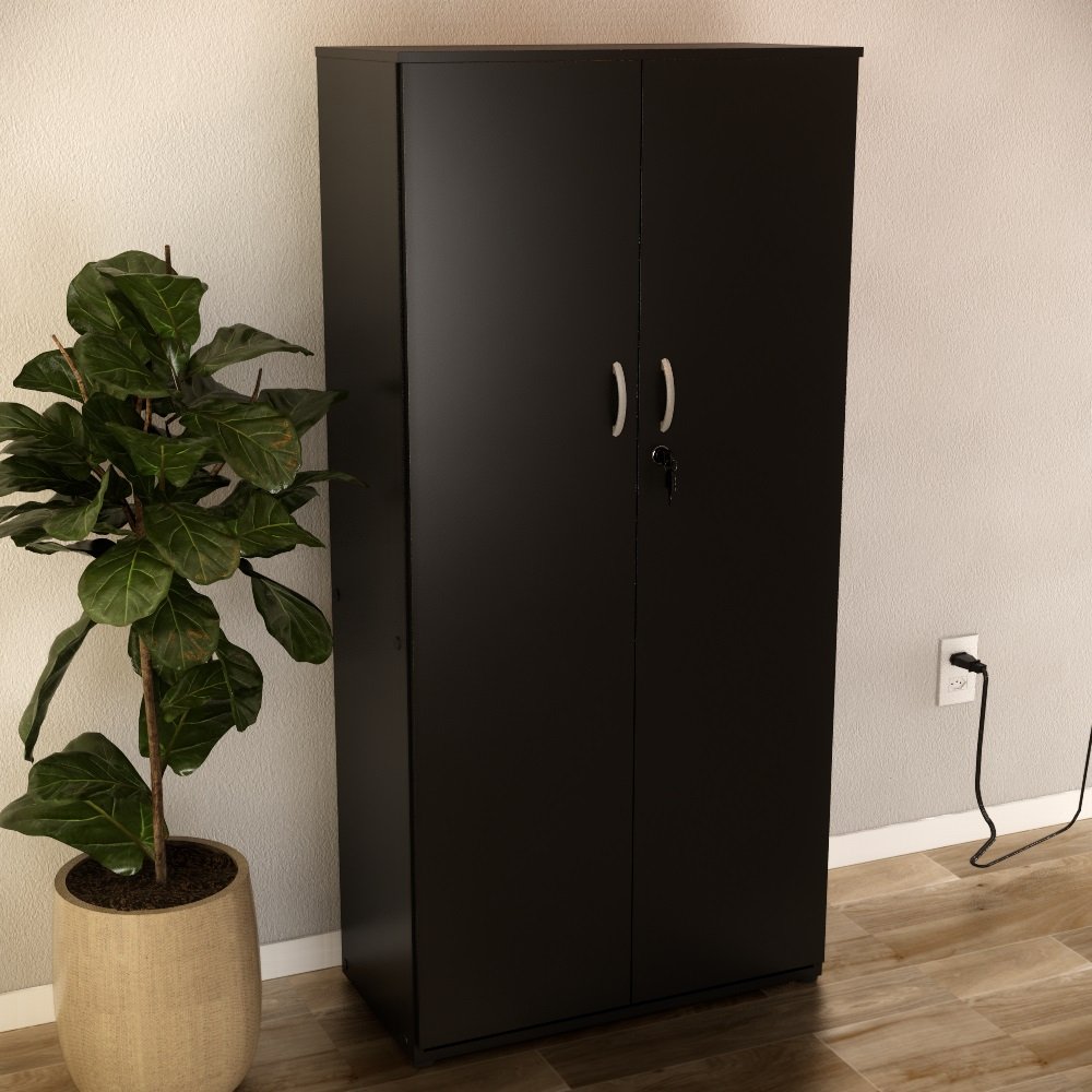 Armário Fechado Alto com 2 Portas Slim Preto - 4