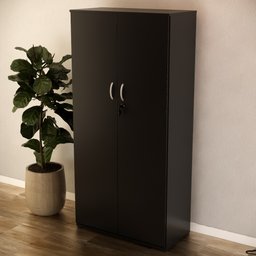 Armário Fechado Alto com 2 Portas Slim Preto - 3 Armário Fechado Alto com 2 Portas Slim Preto - 3