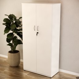 Armário Fechado Alto com 2 Portas Slim Branco - 3