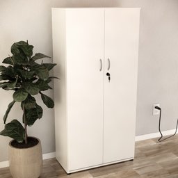 Armário Fechado Alto com 2 Portas Slim Branco - 4