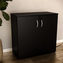 Armário Balcão Baixo com 2 Portas Slim Preto - 4