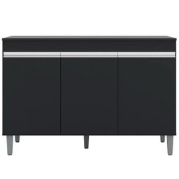 Balcão de Pia Cozinha Manu 120cm Preto sem Tampo Ajl Móveis - 1