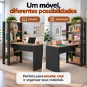 Ver imagem 3 de Escrivaninha Match com Estante Pinho/Preto