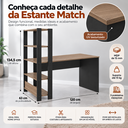 Ver mais imagens de Escrivaninha Match com Estante Pinho/Preto