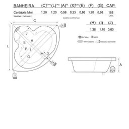 Banheira de Hidromassagem Cantabria Mini Individual 1,20x1,20x0,56 Acrilico-Padrão - 3
