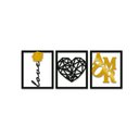 Ver imagem 1 de Kit Quadros Decorativos Love Coração Amor Dourado MDF Vazado