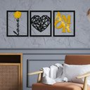 Ver imagem 2 de Kit Quadros Decorativos Love Coração Amor Dourado MDF Vazado