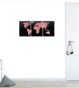 Ver imagem 2 de Quadro Mapa Mundi Tradicional Rose Em 3 Partes