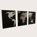 Ver imagem 2 de Quadro Mapa Mundi Tradicional Prata Em 3 Partes