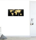 Ver imagem 2 de Quadro Mapa Mundi Tradicional Ouro Em 3 Partes