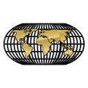 Ver imagem 2 de Quadro Mapa Mundi Globo Tradicional Ouro Em 3 Partes