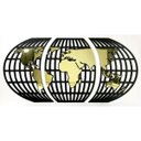 Ver imagem 1 de Quadro Mapa Mundi Globo Tradicional Ouro Em 3 Partes
