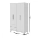 Ver imagem 4 de Guarda-roupa Solteiro Zeus 4 Portas 2 Gavetas 59602.58 Branco - Móveis Lopas