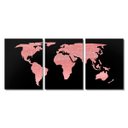 Ver imagem 1 de Quadro Mapa Mundi Geometrico Rose Em 3 Partes