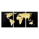Ver imagem 1 de Quadro Mapa Mundi Geometrico Ouro Em 3 Partes