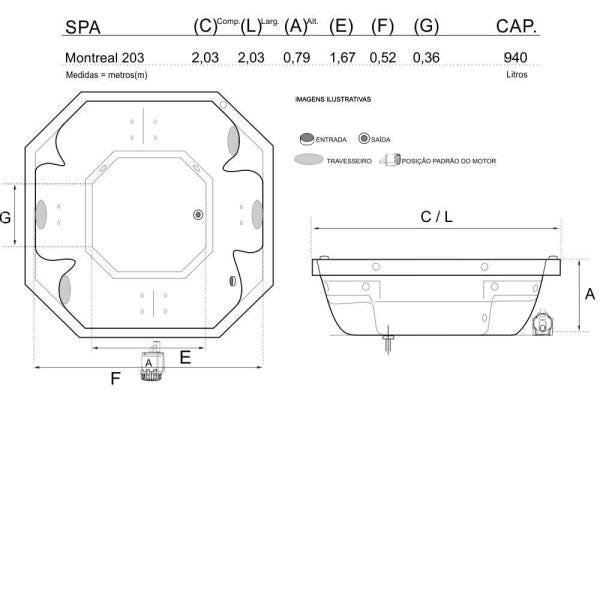 Spa Lineaplas Montreal 2,03x2,03x0,79 Acrilico Com Hidro-Completa - 3