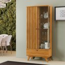 Ver imagem 2 de Cristaleira Versa 1 Porta Ripada 1 Porta de Vidro e 1 Gaveta Naturalle