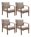 Ver imagem 1 de Kit 04 Poltronas Cadeiras Decorativas Anita Para Sala Mesa De Jantar Recepção - Veludo Capuccino