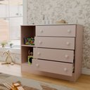 Ver imagem 2 de Cômoda Utopia 1 Porta 4 Gaveta Rosa Acetinado - Panorama Móveis