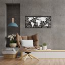 Ver imagem 4 de Kit Quadros Decorativos Mapa Mundi Abstrato Prata - MDF Vazado