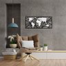 Kit Quadros Decorativos Mapa Mundi Abstrato Prata - MDF Vazado - 4