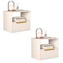 Ver imagem 1 de Kit 2 Mesa de Cabeceira Suspensa Jatobá Quarto com 1 Gaveta Off White