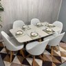 Sala de Jantar Mesa Bennet 1,60m com 6 Cadeiras Dilly Giratórias D'confort Design Suede Azul A65 - 5